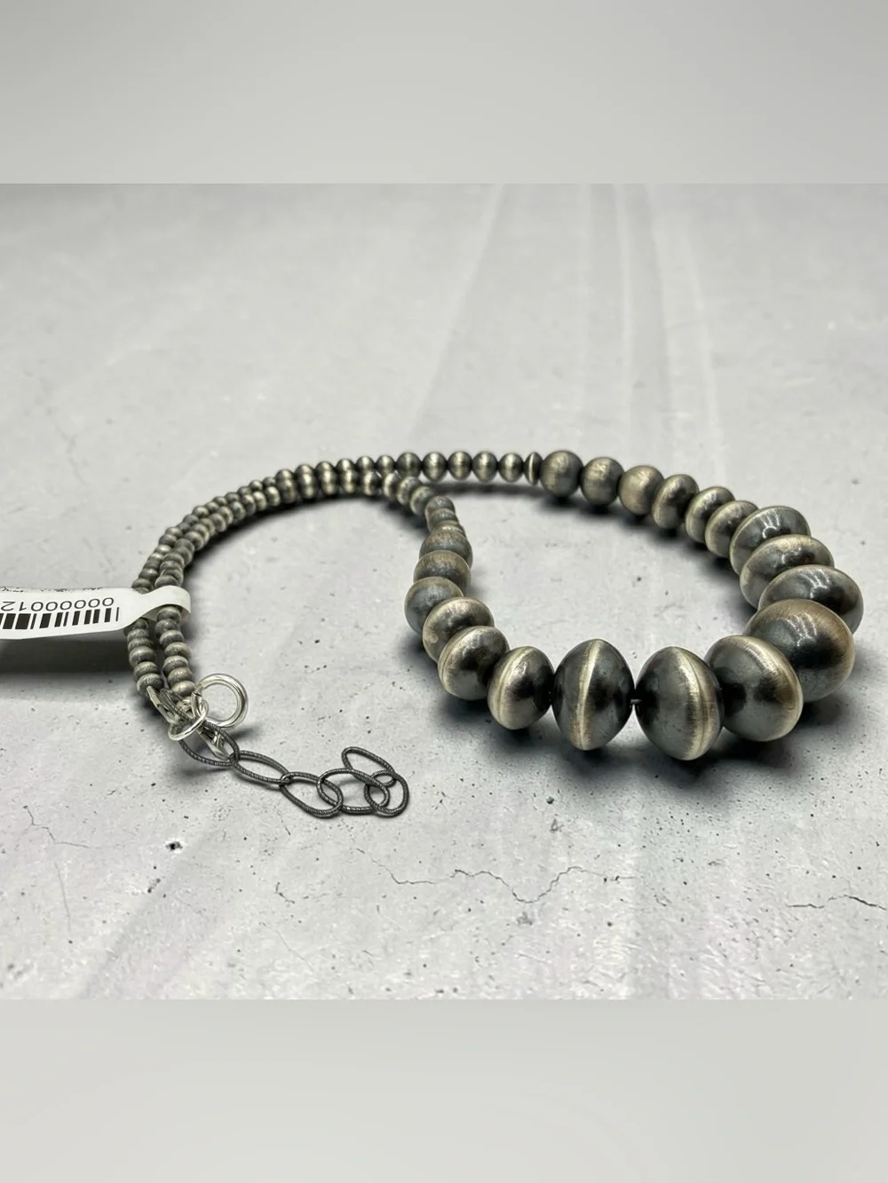NWT Navajo Pearl Sterling Silver Graduated Bead Necklace 15” + 2” Ext Southwest